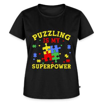 Puzzle Pièce Puzzle Amateur de Puzzle - T-shirt Premium bio Femme - noir - Devant - Selfina (174cm)