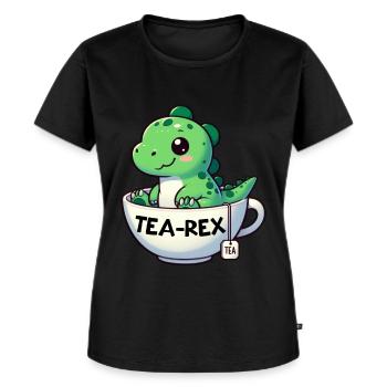 Tee Rex Dinosaurier Liebhaber T-Rex Tea Tasse - Frauen Premium Bio T-Shirt - Schwarz - Vorne - Selfina (174cm)