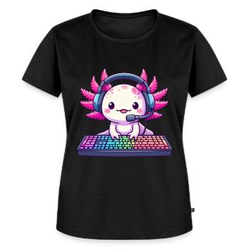 Gamesolotl Axolotl PC Gaming Gamer Video Player - Women's Premium Organic T-shirt - black - Front - Selfina (174cm)