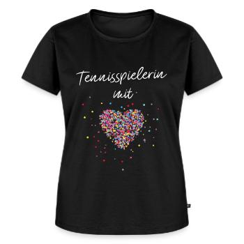 Tennisspielerin Mit Herz Tennisverein - Frauen Premium Bio T-Shirt - Schwarz - Vorne - Selfina (174cm)