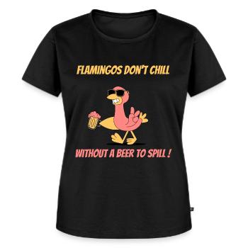 Lustiges Flamingo mit Bier Design - Frauen Premium Bio T-Shirt - Schwarz - Vorne - Selfina (174cm)