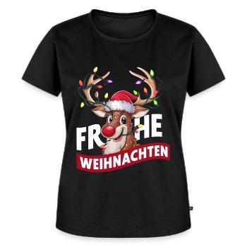 Rentier Reh Xmas Reindeer Christmas Weihnachten - Frauen Premium Bio T-Shirt - Schwarz - Vorne - Selfina (174cm)