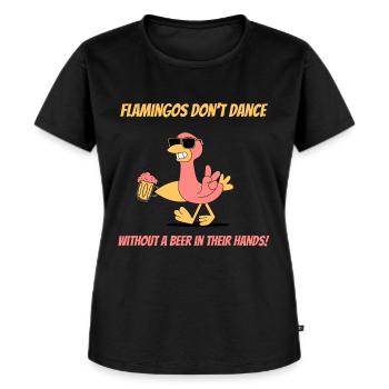 Lustiges Flamingo mit Bier Design - Frauen Premium Bio T-Shirt - Schwarz - Vorne - Selfina (174cm)