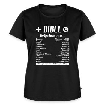 Bibel Glaube Religion Notfall Geburtstag Geschenk - Frauen Premium Bio T-Shirt - Schwarz - Vorne - Selfina (174cm)