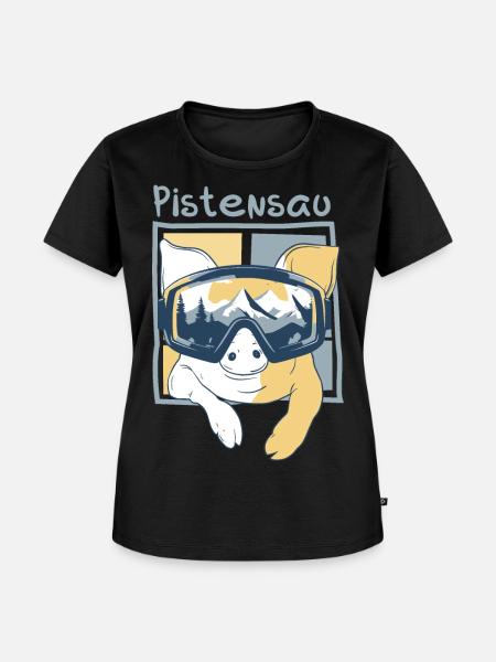 Pistensau - Piste Ski fahren Snowboard Skiurlaub - Frauen Premium Bio T-Shirt - Schwarz
