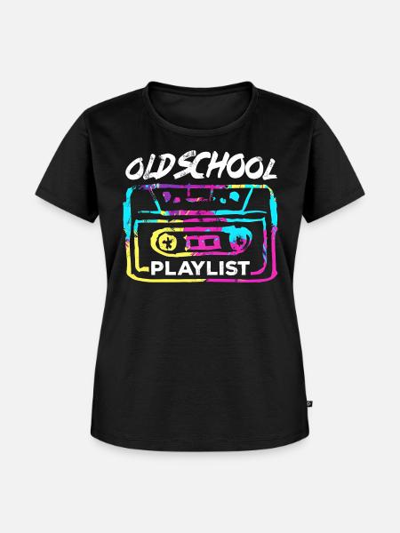Old-School-Playlist - Frauen Premium Bio T-Shirt - Schwarz