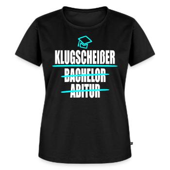 Bachelor Klugscheißer - Frauen Premium Bio T-Shirt - Schwarz - Vorne - Selfina (174cm)