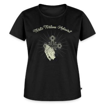 Fortis Fortuna Adiuvat Fortes Fortuna Adiuvat - Frauen Premium Bio T-Shirt - Schwarz - Vorne - Selfina (174cm)