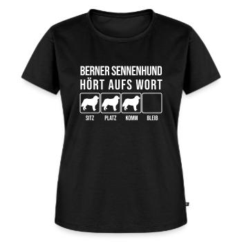 Berner Sennenhund - Hört aufs Wort - Frauen Premium Bio T-Shirt - Schwarz - Vorne - Selfina (174cm)