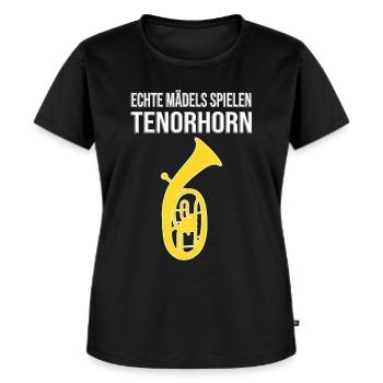Echte Mädels spielen Tenorhorn - Frauen Premium Bio T-Shirt - Schwarz - Vorne - Selfina (174cm)