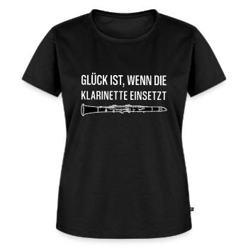 GLÜCK IST, WENN DIE KLARINETTE EINSETZT - Frauen Premium Bio T-Shirt - Schwarz - Vorne - Selfina (174cm)