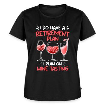 Wein Trinkerin Rentnerin Renteneintritt - Frauen Premium Bio T-Shirt - Schwarz - Vorne - Selfina (174cm)