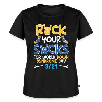 Down Syndrom Awareness Trisomie 21 - Frauen Premium Bio T-Shirt - Schwarz - Vorne - Selfina (174cm)