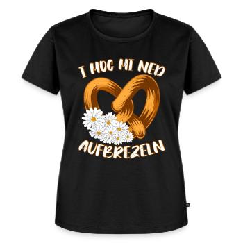 Shirt I Mog mi ned Aufbrezeln Brezeln - Frauen Premium Bio T-Shirt - Schwarz - Vorne - Selfina (174cm)