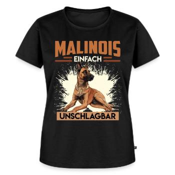 MALINOIS EINFACH UNSCHLAGBAR Belgischer Malinois - Frauen Premium Bio T-Shirt - Schwarz - Vorne - Selfina (174cm)