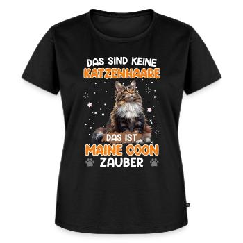 Maine Coon KEINE KATZENHAARE MAINE COON ZAUBER - Frauen Premium Bio T-Shirt - Schwarz - Vorne - Selfina (174cm)