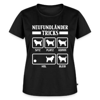 NEUFUNDLÄNDER TRICKS Lustiges Newfie Hundebesitzer - Frauen Premium Bio T-Shirt - Schwarz - Vorne - Selfina (174cm)