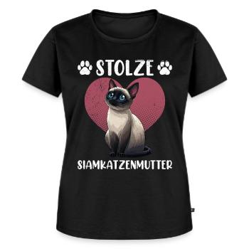 Siamkatzen STOLZE SIAMKATZENMUTTER Siam - Frauen Premium Bio T-Shirt - Schwarz - Vorne - Selfina (174cm)