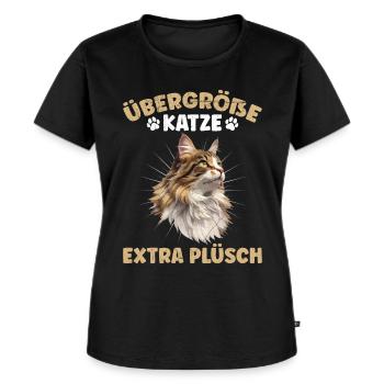 Maine Coon ÜBERGRÖßE KATZE EXTRA PLÜSCH Lustiges - Frauen Premium Bio T-Shirt - Schwarz - Vorne - Selfina (174cm)