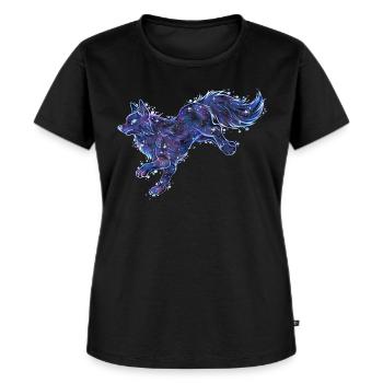Cooler Galaxy Fuchs Wolf Galaxytier Sternzeichen - Frauen Premium Bio T-Shirt - Schwarz - Vorne - Selfina (174cm)