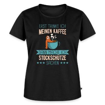 Stockschießen Eisstockschießen Eisstock Spruch - Frauen Premium Bio T-Shirt - Schwarz - Vorne - Selfina (174cm)