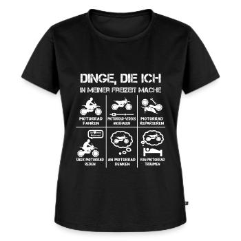 Freizeit - Motorradfahrer - Biker - Frauen Premium Bio T-Shirt - Schwarz - Vorne - Selfina (174cm)