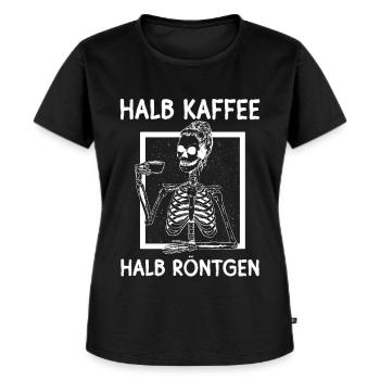 Halb kaffee halb röntgen, radiologie design - Frauen Premium Bio T-Shirt - Schwarz - Vorne - Selfina (174cm)