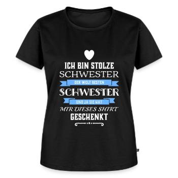 Ich Bin Stolze Schwester einer Schwester - Frauen Premium Bio T-Shirt - Schwarz - Vorne - Selfina (174cm)