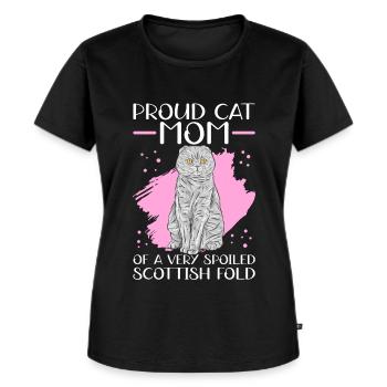 Schottische Faltohrkatze Mom Katzenmama Geschenk - Frauen Premium Bio T-Shirt - Schwarz - Vorne - Selfina (174cm)