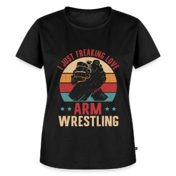 Arm Wrestling Armdrücken Armwrestling Geschenk - Frauen Premium Bio T-Shirt - Schwarz - Vorne - Selfina (174cm)
