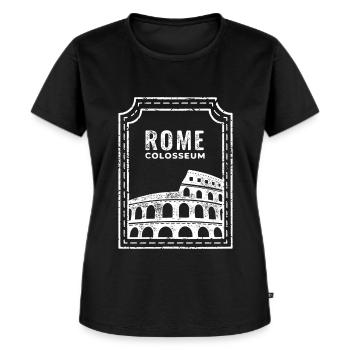 Roma Colosseo Roma Colosseo Souvenir Punto di riferimento - Maglietta ecologica premium da donna - nero - Fronte - Selfina (174cm)