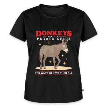 Esel Eselbesitzer Eselliebhaber Eselchen Geschenk - Frauen Premium Bio T-Shirt - Schwarz - Vorne - Selfina (174cm)