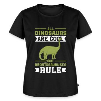 Brontosaurus Dinosaurier Geschenk - Frauen Premium Bio T-Shirt - Schwarz - Vorne - Selfina (174cm)