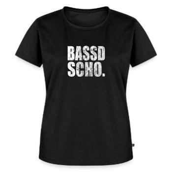 "Bassd Scho" Used Look Fränkisch Geschenk Franken - Frauen Premium Bio T-Shirt - Schwarz - Vorne - Selfina (174cm)