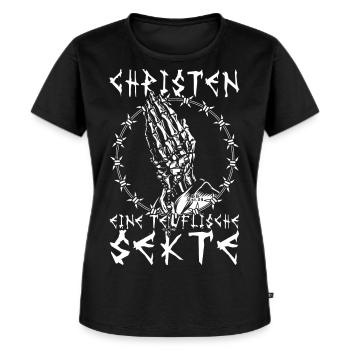 Les chrétiens, une secte diabolique - T-shirt Premium bio Femme - noir - Devant - Selfina (174cm)