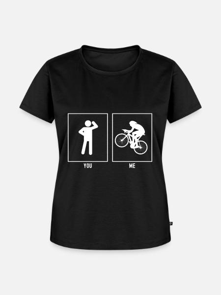 Sie - Ich - Radfahren bergauf - Frauen Premium Bio T-Shirt - Schwarz