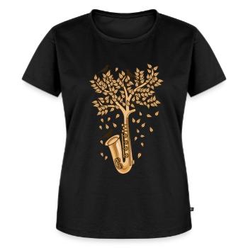 Saxophon Kapelle Blasmusik - Frauen Premium Bio T-Shirt - Schwarz - Vorne - Selfina (174cm)