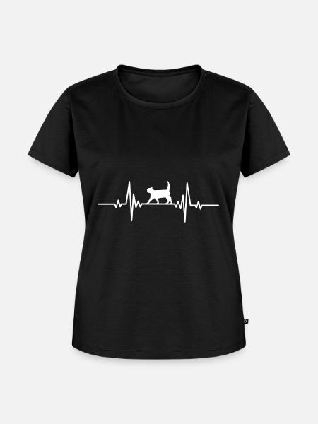 Herzschlag Katze gehend - Frauen Premium Bio T-Shirt - Schwarz