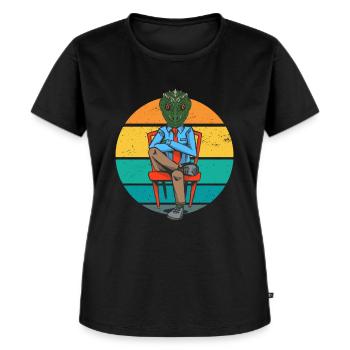 Reptiloid Echsenmensch Außerirdische Verschwörung - Frauen Premium Bio T-Shirt - Schwarz - Vorne - Selfina (174cm)