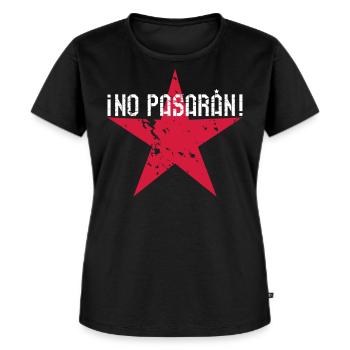 122 No Pasaran Spruch Stern - Frauen Premium Bio T-Shirt - Schwarz - Vorne - Selfina (174cm)