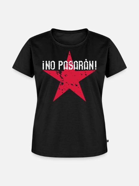 122 No Pasaran Spruch Stern - Frauen Premium Bio T-Shirt - Schwarz