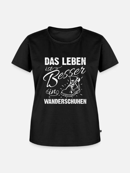 Leben Besser in Wanderschuhen - (W) - Frauen Premium Bio T-Shirt - Schwarz