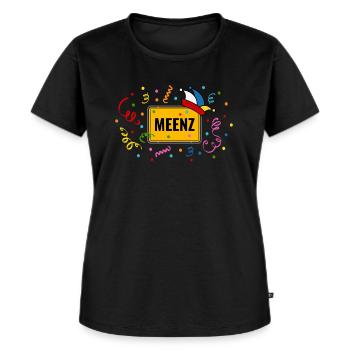 Meenz Fastnacht Fasching Ortsschild Narrenkappe - Frauen Premium Bio T-Shirt - Schwarz - Vorne - Selfina (174cm)