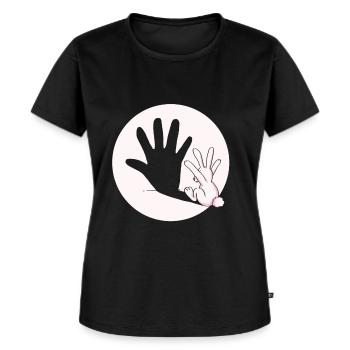 Hase Kaninchen Schatten Hand Ostern Geschenkidee - Frauen Premium Bio T-Shirt - Schwarz - Vorne - Selfina (174cm)