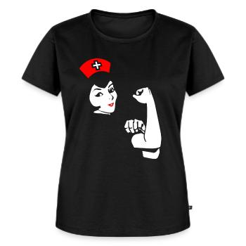 Krankenschwester Frau stark lustig Geschenk - Frauen Premium Bio T-Shirt - Schwarz - Vorne - Selfina (174cm)