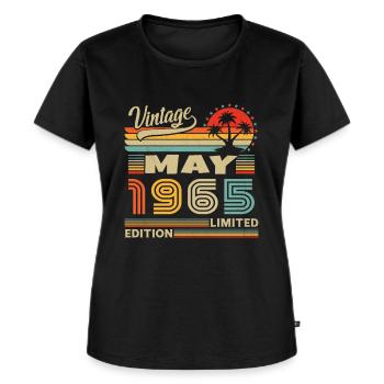 Vintage born in May 1965 birthday gift - Women's Premium Organic T-shirt - black - Front - Selfina (174cm)