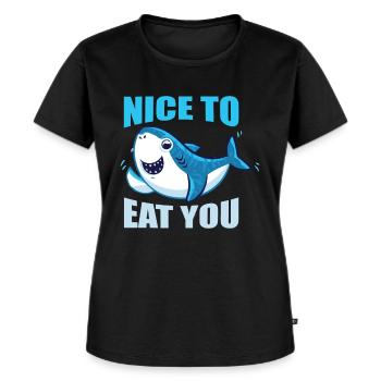 Hai Haifisch - Frauen Premium Bio T-Shirt - Schwarz - Vorne - Selfina (174cm)