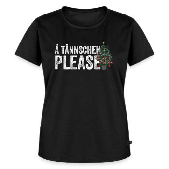 Denglisch - Ä Tännschen please - Frauen Premium Bio T-Shirt - Schwarz - Vorne - Selfina (174cm)