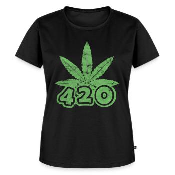 420 feuilles de cannabis - T-shirt Premium bio Femme - noir - Devant - Selfina (174cm)