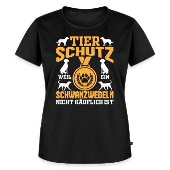 Hund Hunde Hundeliebhaber Tierschutz Geschenk - Frauen Premium Bio T-Shirt - Schwarz - Vorne - Selfina (174cm)